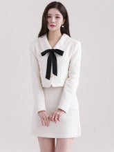 DAZY Women's Self-Tie Bowknot Long Sleeve Jacket And Skirt Set